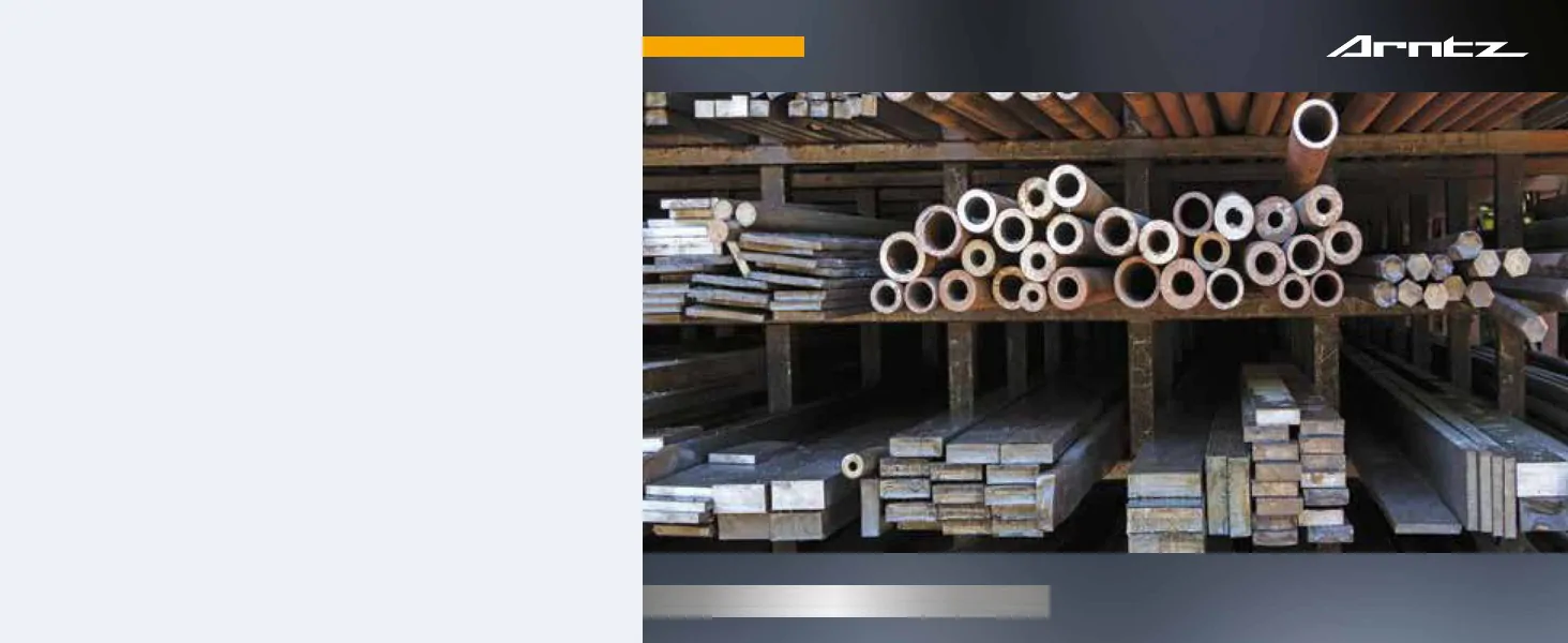 ARNTZ Logo, Anwendung des 402 VL-GP: Rohre, Profile und Flachmaterial im Lager