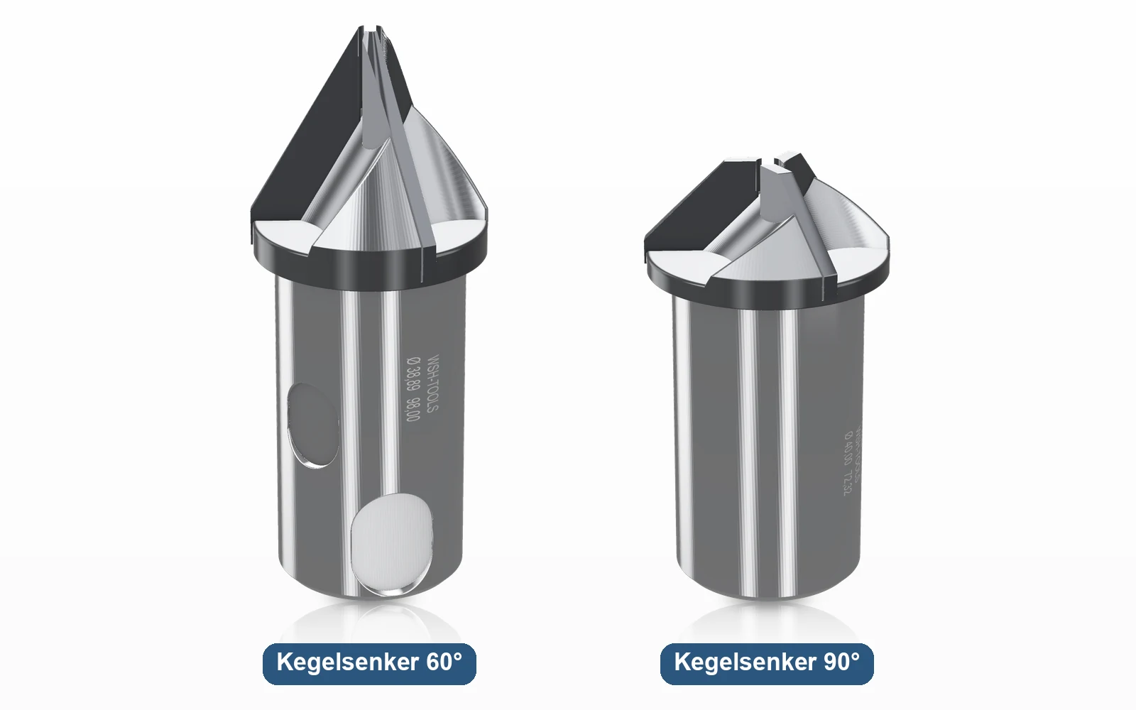 Kegelsenker 60° und 90° mit gelöteten Hartmetallplatten (Computerdarstellung)