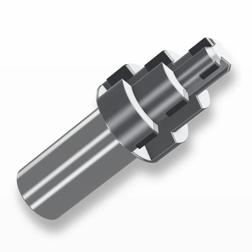 Stufenwerkzeug mit gelöteten Hartmetallplatten auf drei Stufen (Computerdarstellung)