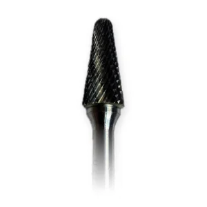 Hartmetall-Frässtift Form L Rundkegel (KEL) Ø 12 × 28 mm, Schaft 6 mm, Kreuzverzahnung