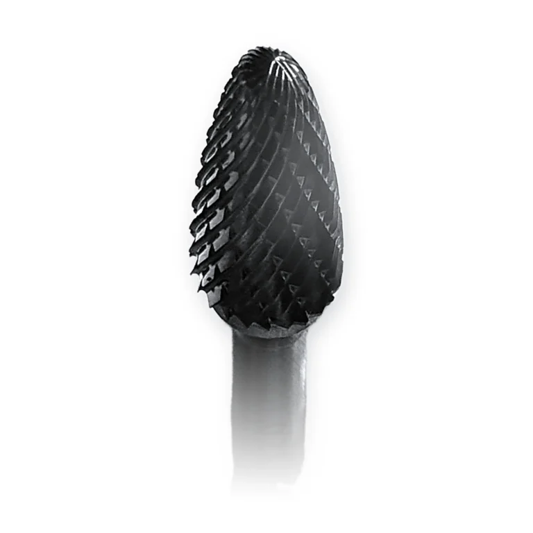 Hartmetall-Frässtift Form F Rundbogen (RBF) Ø 12 × 25 mm, Schaft 6 mm, Kreuzverzahnung