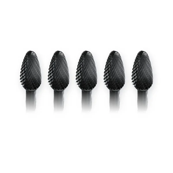 Hartmetall-Frässtift Form F Rundbogen (RBF) Ø 12 × 25 mm, Schaft 6 mm, Kreuzverzahnung – 5er-Pack
