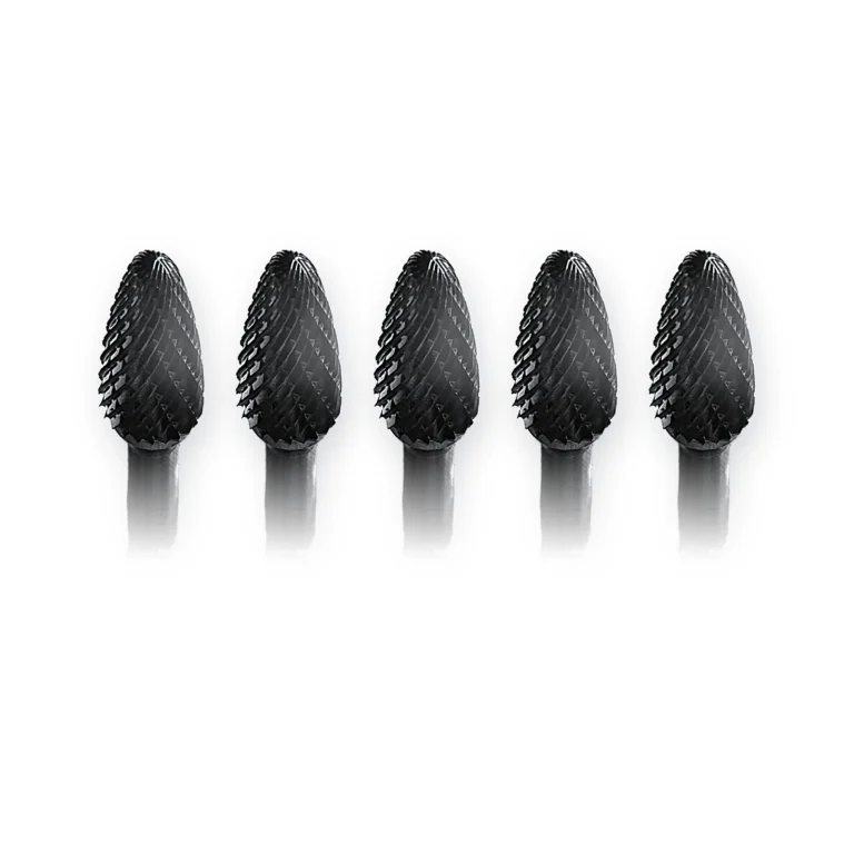 Hartmetall-Frässtift Form F Rundbogen (RBF) Ø 12 × 25 mm, Schaft 6 mm, Kreuzverzahnung – 5er-Pack