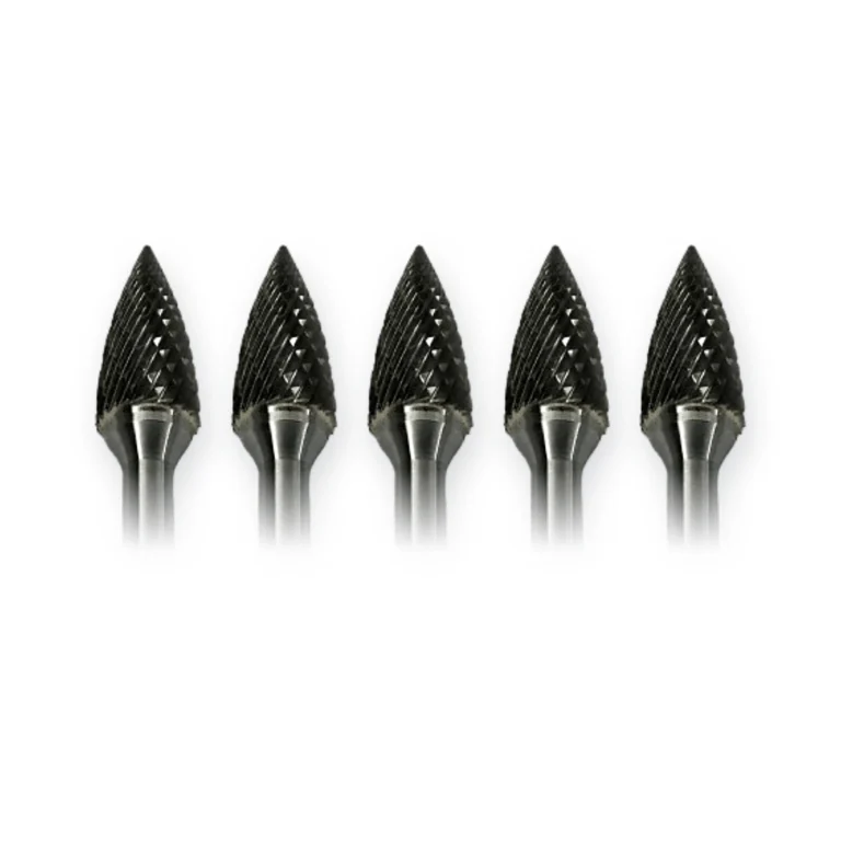 Hartmetall-Frässtift Form G Spitzbogen (SPG) Ø 12 × 25 mm, Schaft 6 mm, Kreuzverzahnung – 5er-Pack