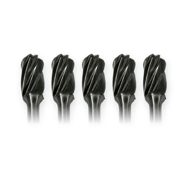 Hartmetall-Frässtift Form C Walzenrund (WRC) Ø 12 × 25 mm, Schaft 6 mm, ALU-Verzahnung – 5er-Pack