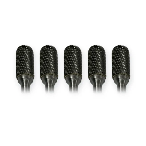 Hartmetall-Frässtift Form C Walzenrund (WRC) Ø 12 × 25 mm, Schaft 6 mm, Kreuzverzahnung – 5er-Pack