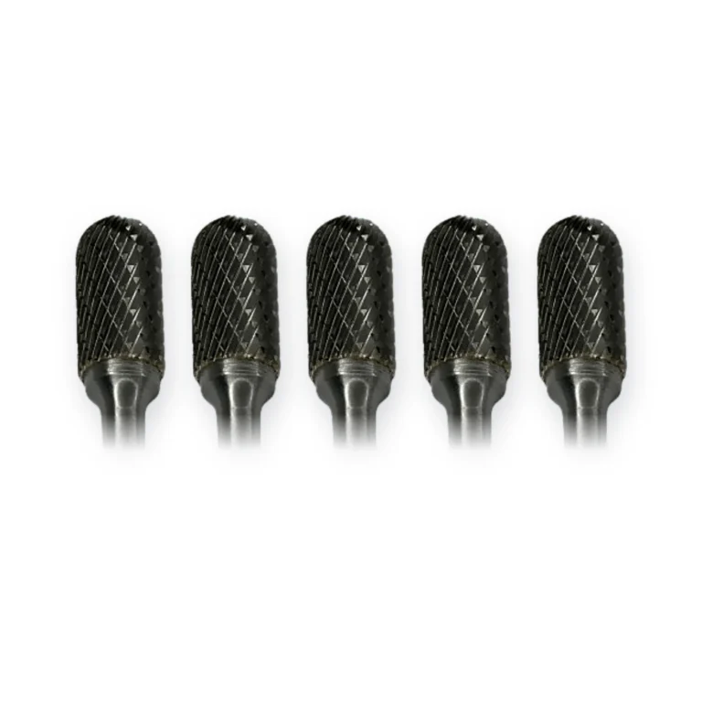 Hartmetall-Frässtift Form C Walzenrund (WRC) Ø 12 × 25 mm, Schaft 6 mm, Kreuzverzahnung – 5er-Pack