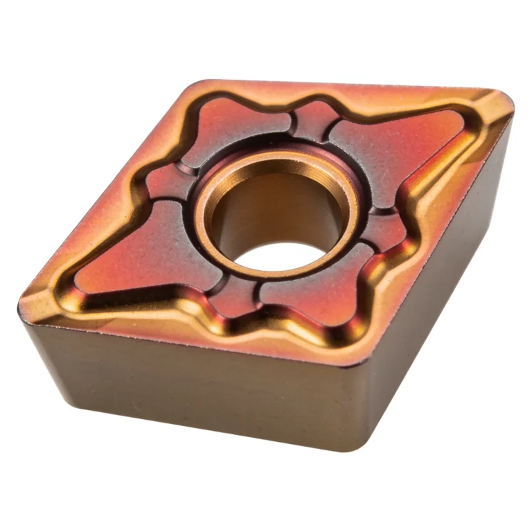 Wendeschneidplatte CCMT 09T304 Hartmetall, PVD golden – 80°-Rhombus mit Senkbohrung