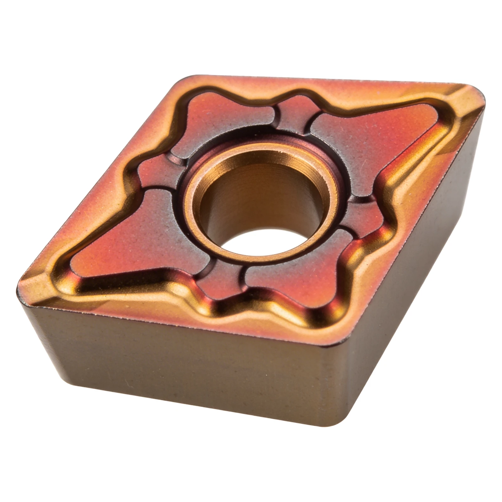 Wendeschneidplatte CCMT 09T304 Hartmetall, PVD golden – 80°-Rhombus mit Senkbohrung
