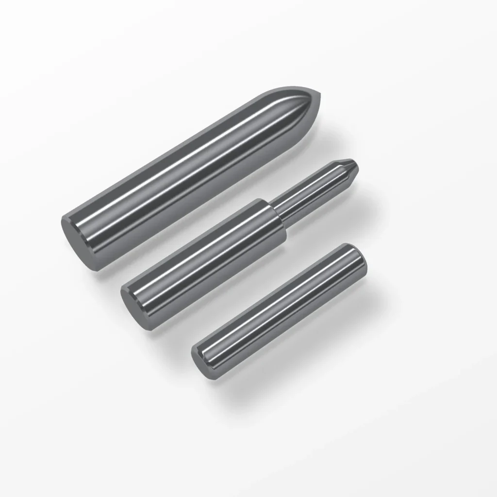 Carbide guide pins and pilots (computer rendering)