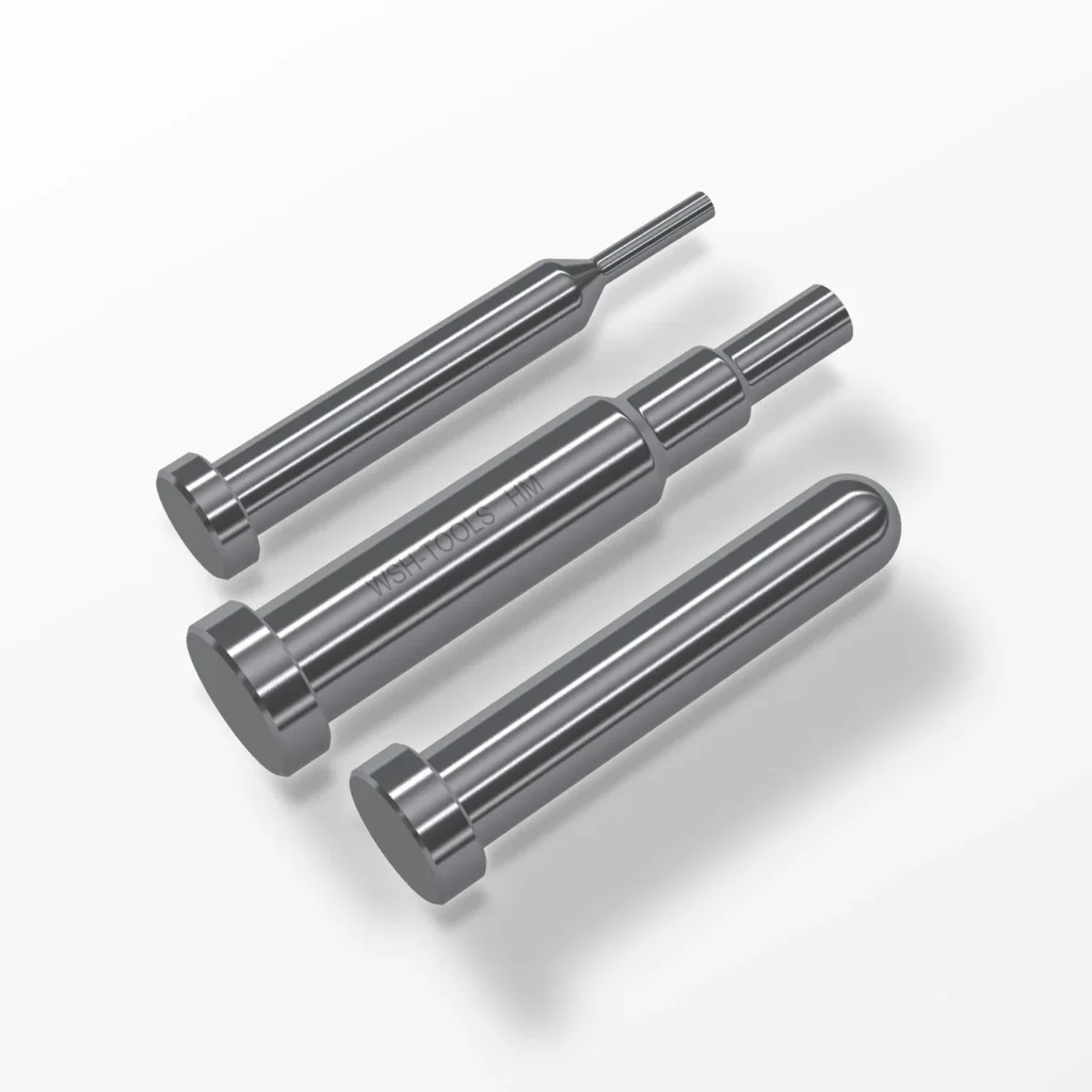 Carbide punches in various designs made to drawing (computer rendering)