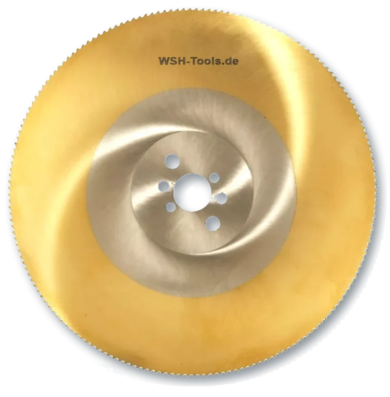 Metallkreissägeblatt aus HSS, PVD-beschichtet mit TiN (gold), von WSH-Tools.de – schärfen und neu beschichten im Schärfdienst